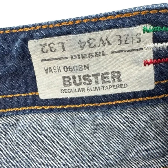 Diesel Blue Buster 0608N Slim Tapered Cotton Jeans Men's Size 34x31 Italy